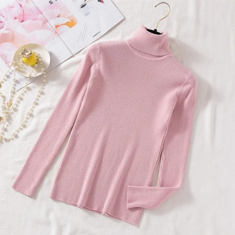 Pullovers Women Turtleneck Sweaters Fashion Spring Long Sleeve Female Jumper Autumn Korean Basic Top Soft Knitted Sweater