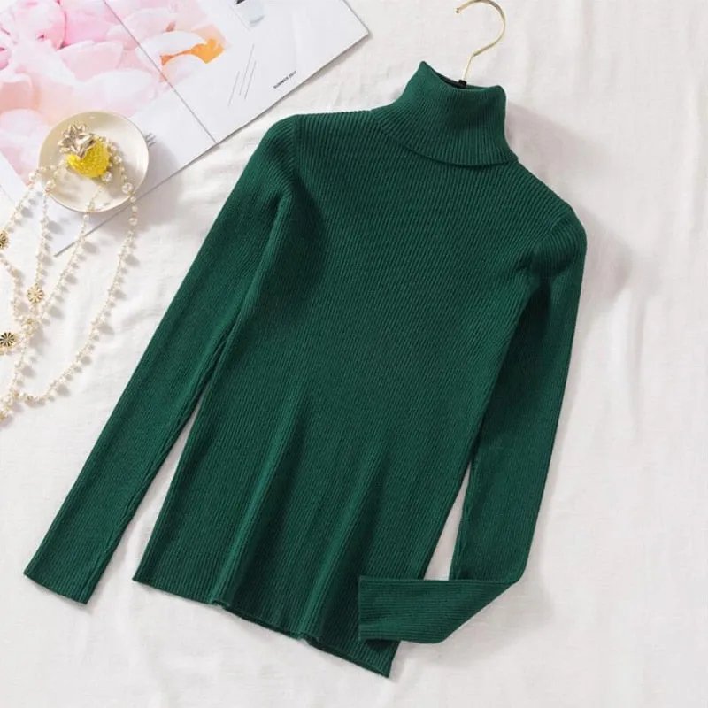 Pullovers Women Turtleneck Sweaters Fashion Spring Long Sleeve Female Jumper Autumn Korean Basic Top Soft Knitted Sweater