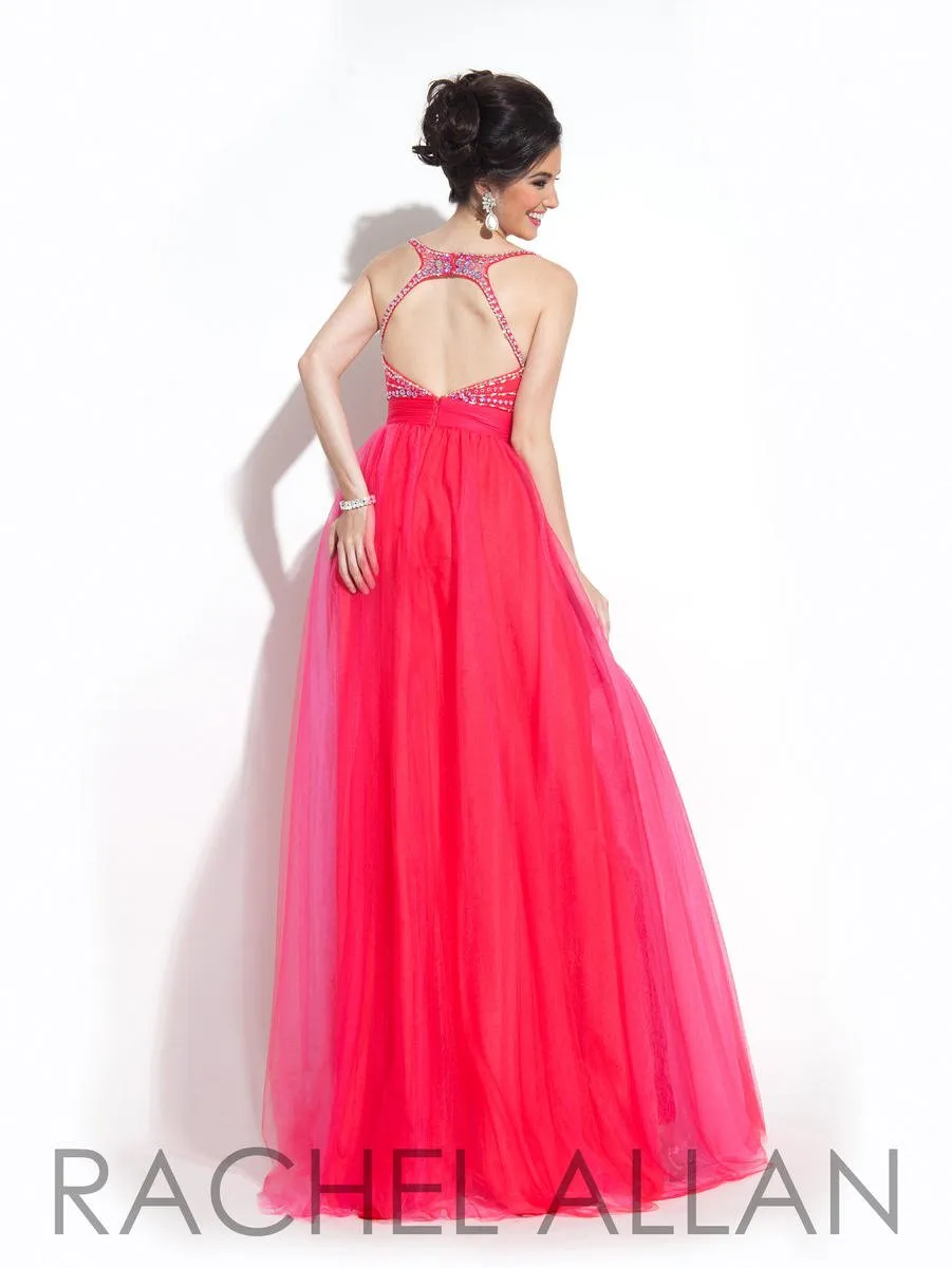 Rachel Allan 6955 Watermelon Illusion Tulle A-Line Dress