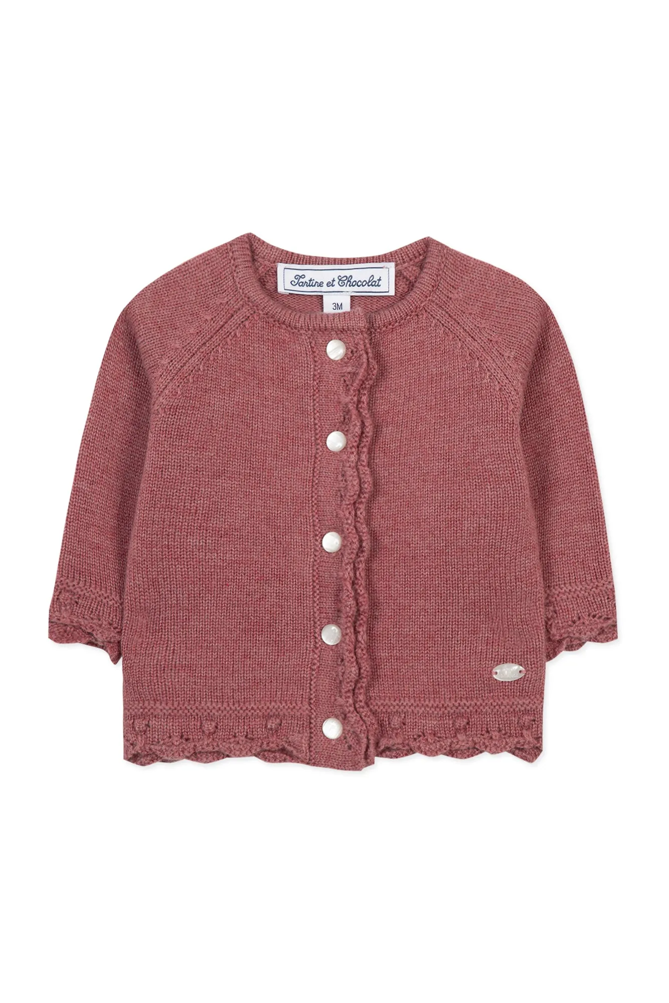 Raspberry Scallop Baby Cardigan