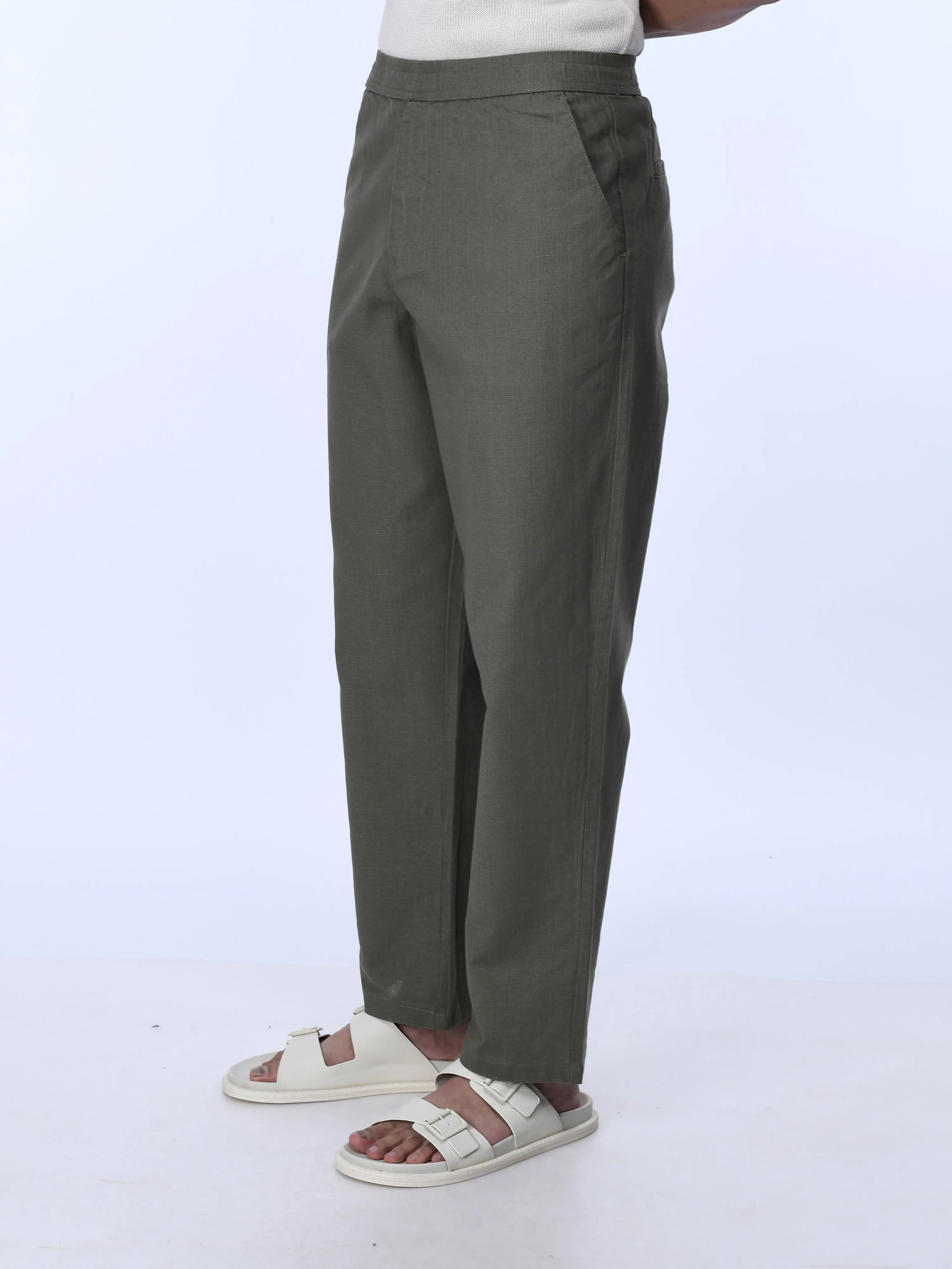 Raw Slub Relaxed Olive Flexiwaist Pants