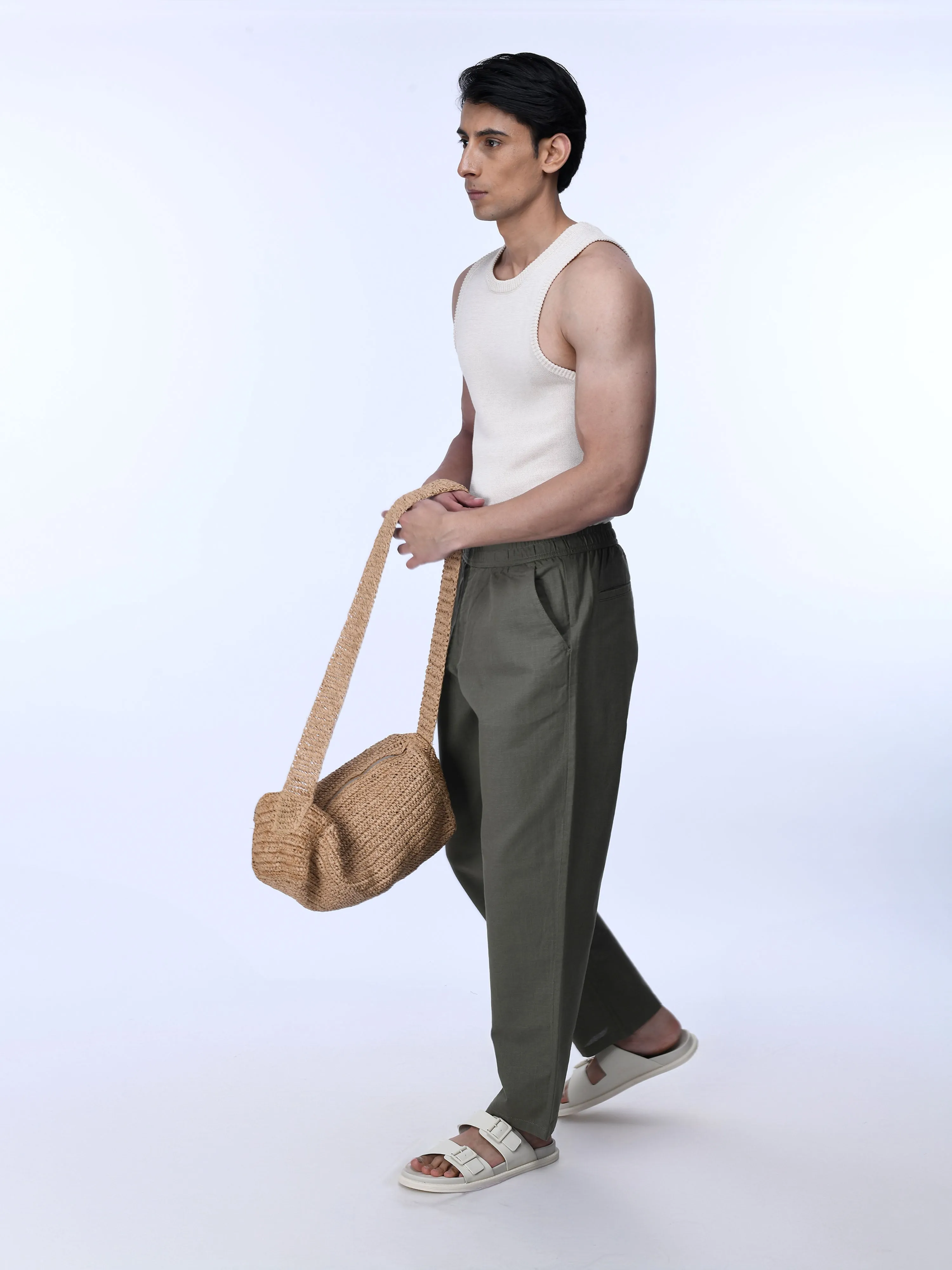 Raw Slub Relaxed Olive Flexiwaist Pants