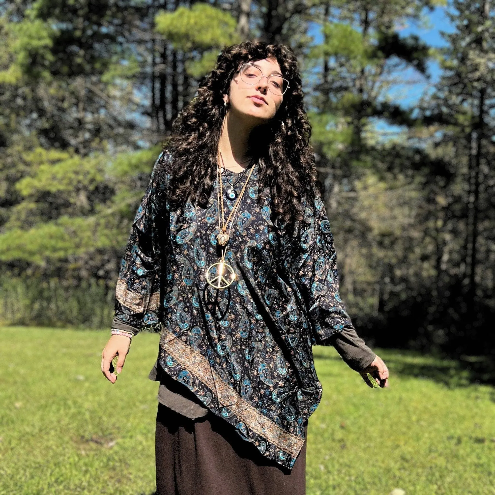 Recycled Sari Hooded Poncho