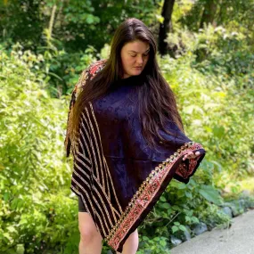 Recycled Sari Hooded Poncho