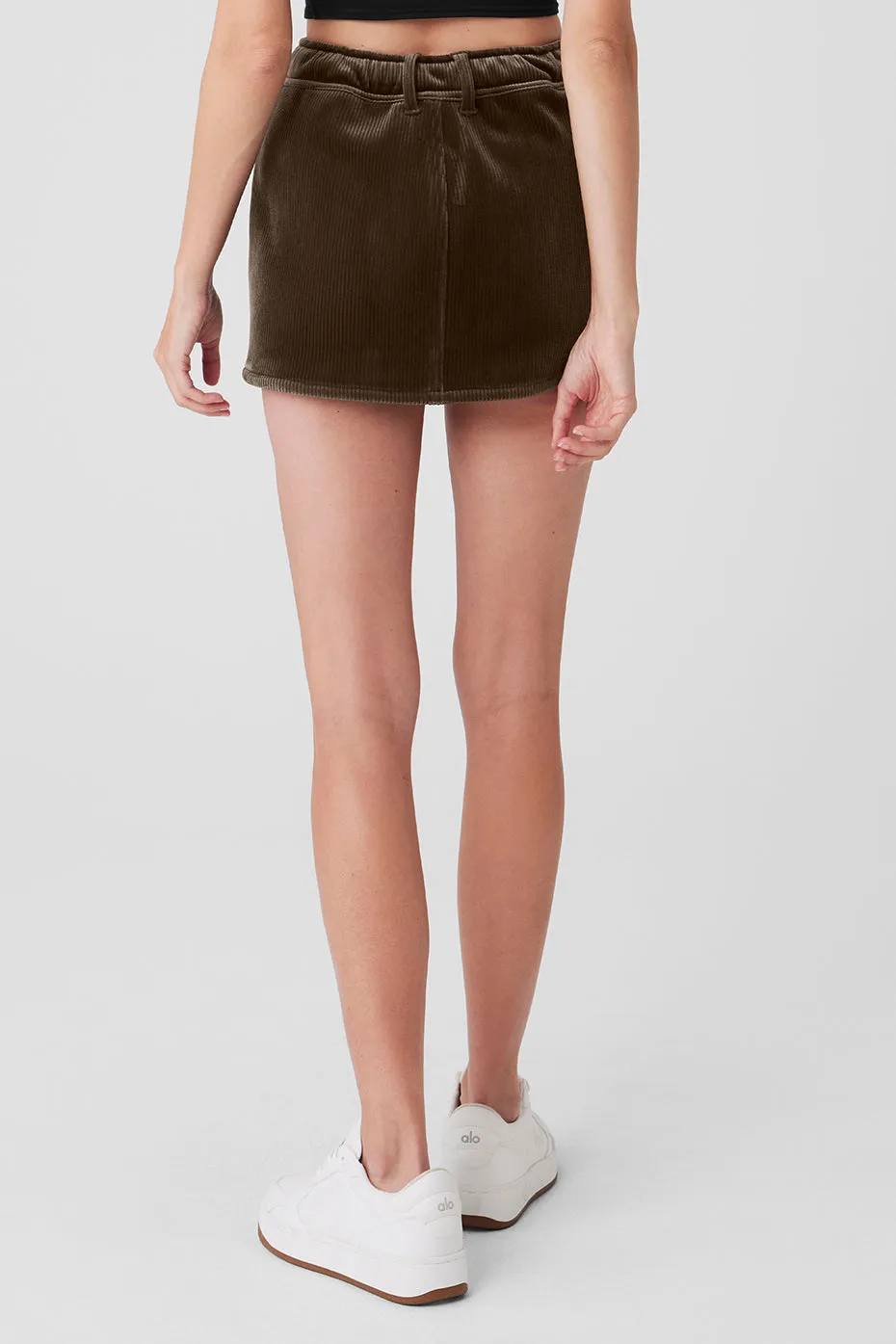 Ribbed Velour Baller Mini Skirt - Macchiato