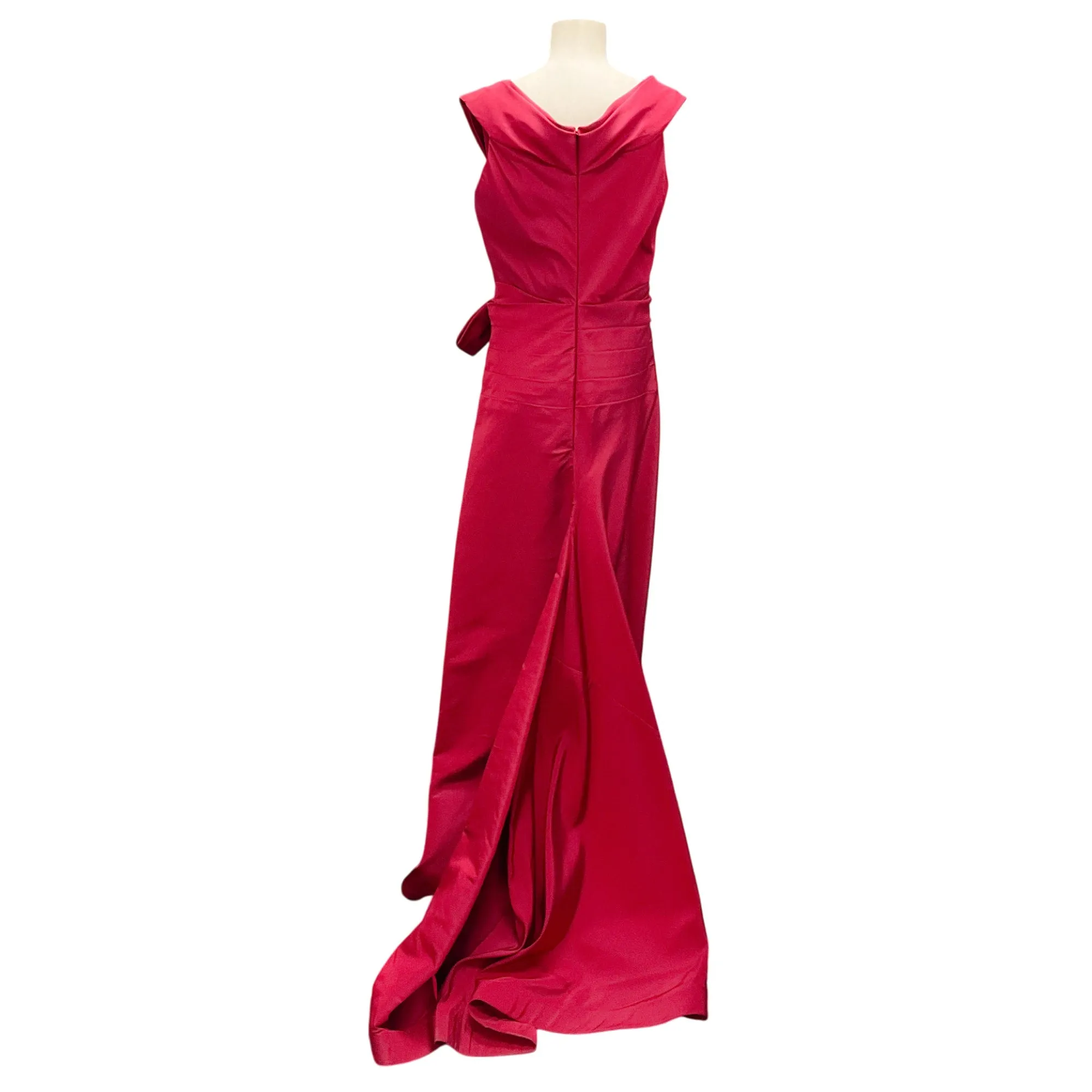 Roland Nivelais Red Gathered Silk Gown / Formal Dress