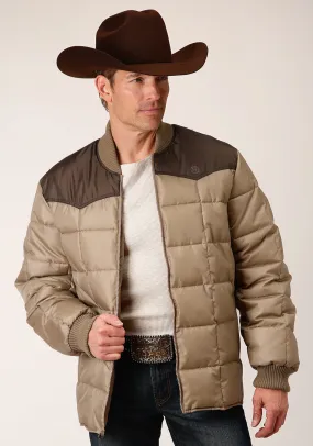 Roper Mens Western Quilted Brown 100% Polyester Insulated Jacket