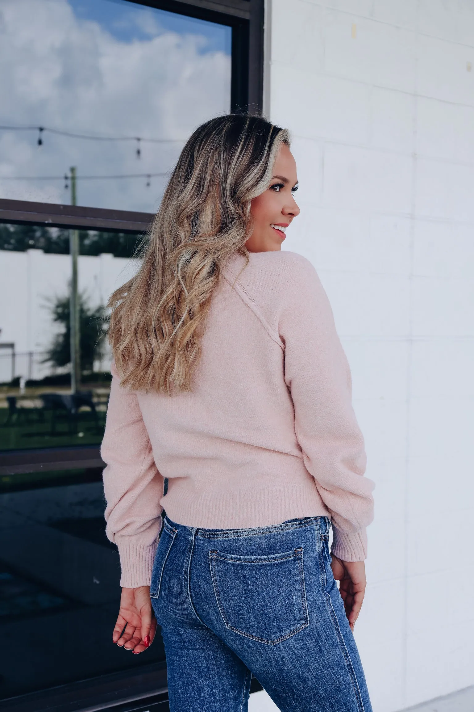 Rudi Raglan Sleeve Sweater - Blush