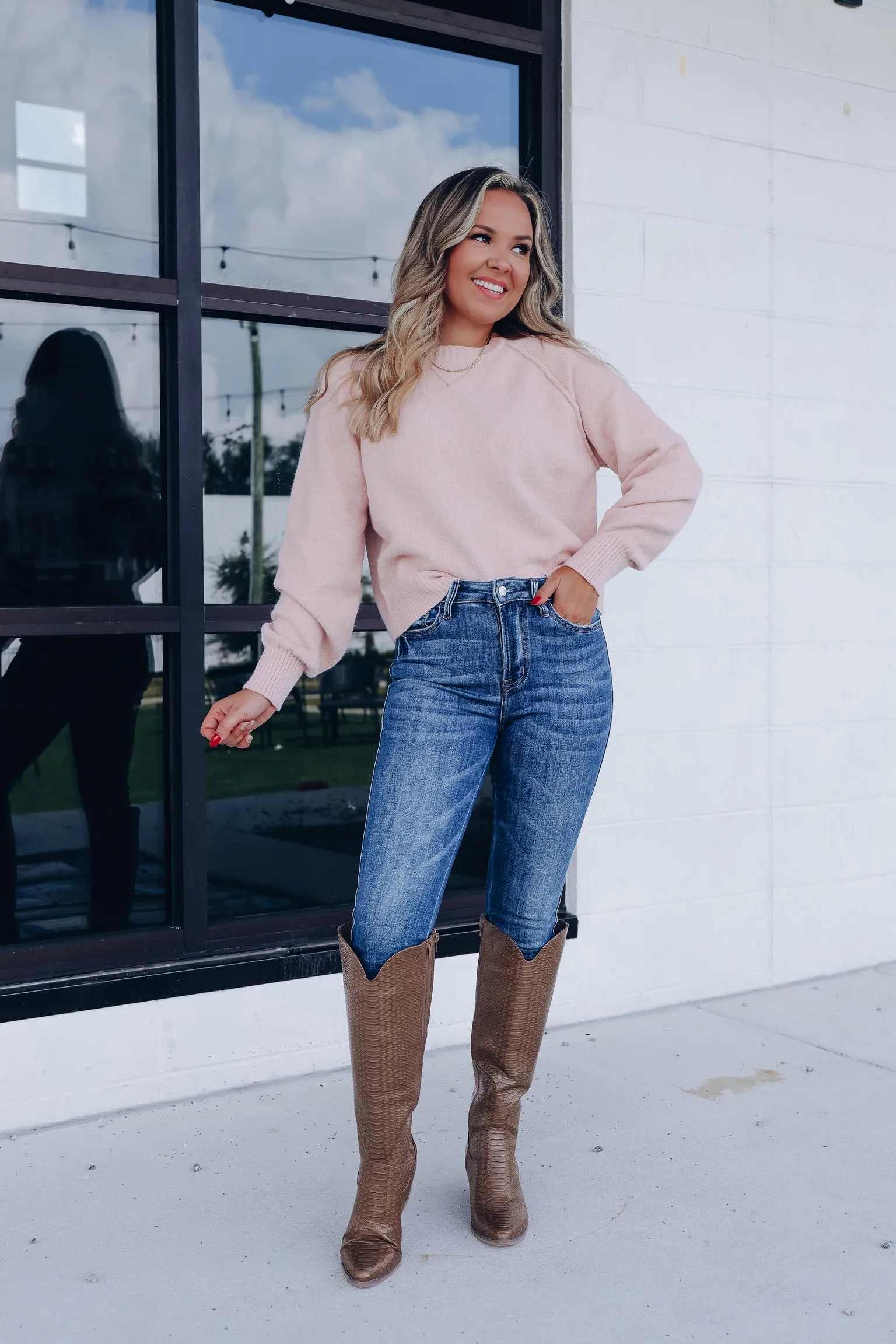 Rudi Raglan Sleeve Sweater - Blush