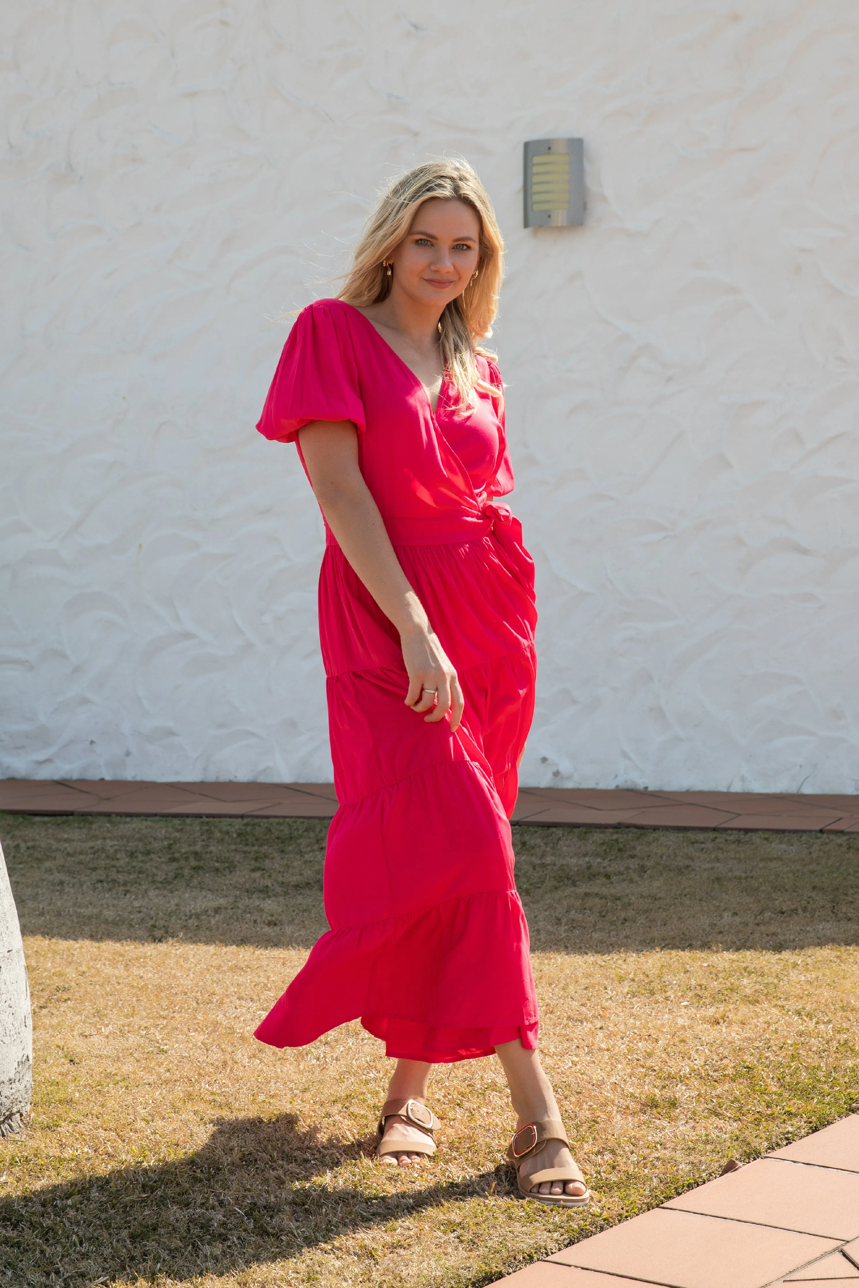 Ruffle Wrap Dress | Flame Red | FINAL SALE