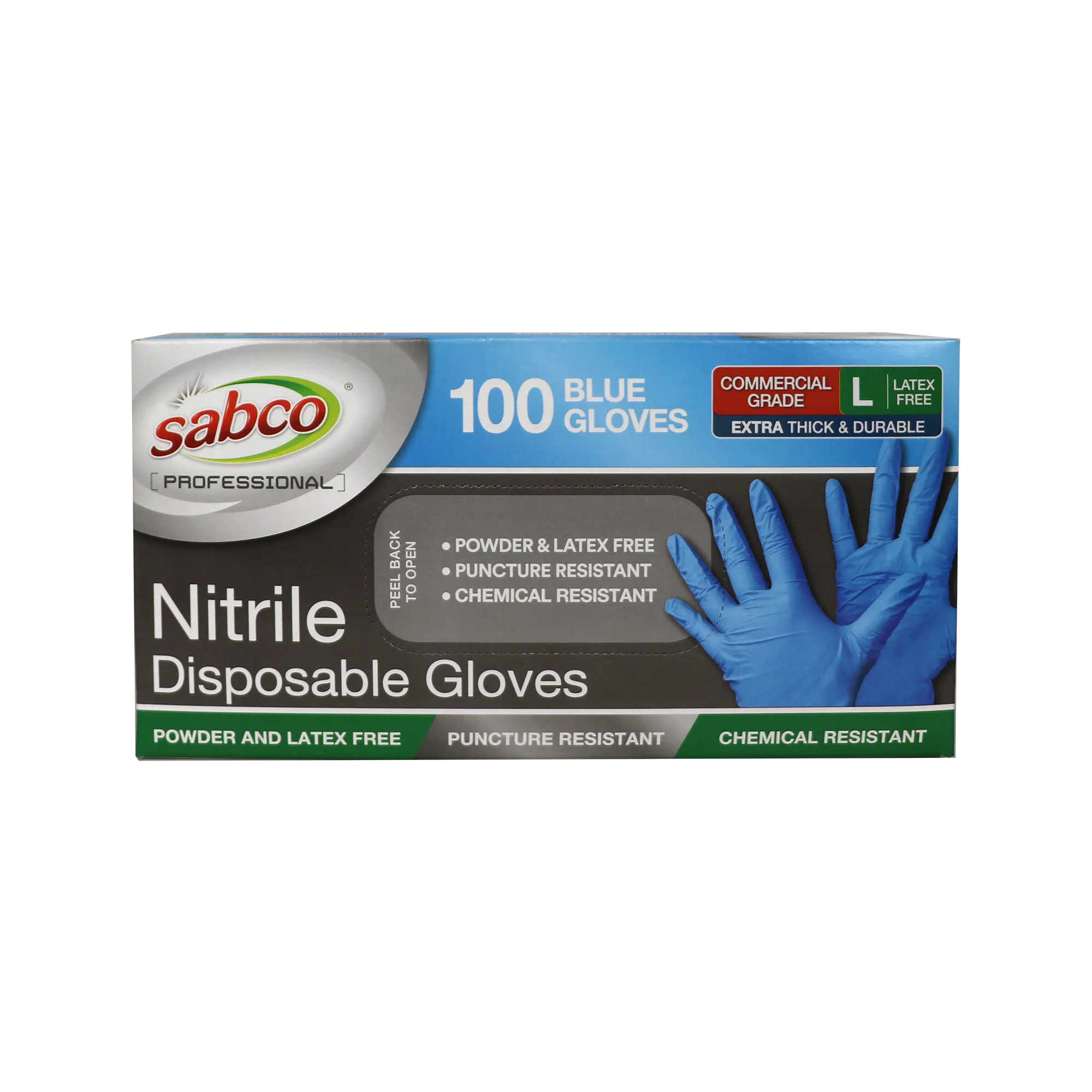 Sabco Nitrile Gloves Powder Free Large Blue