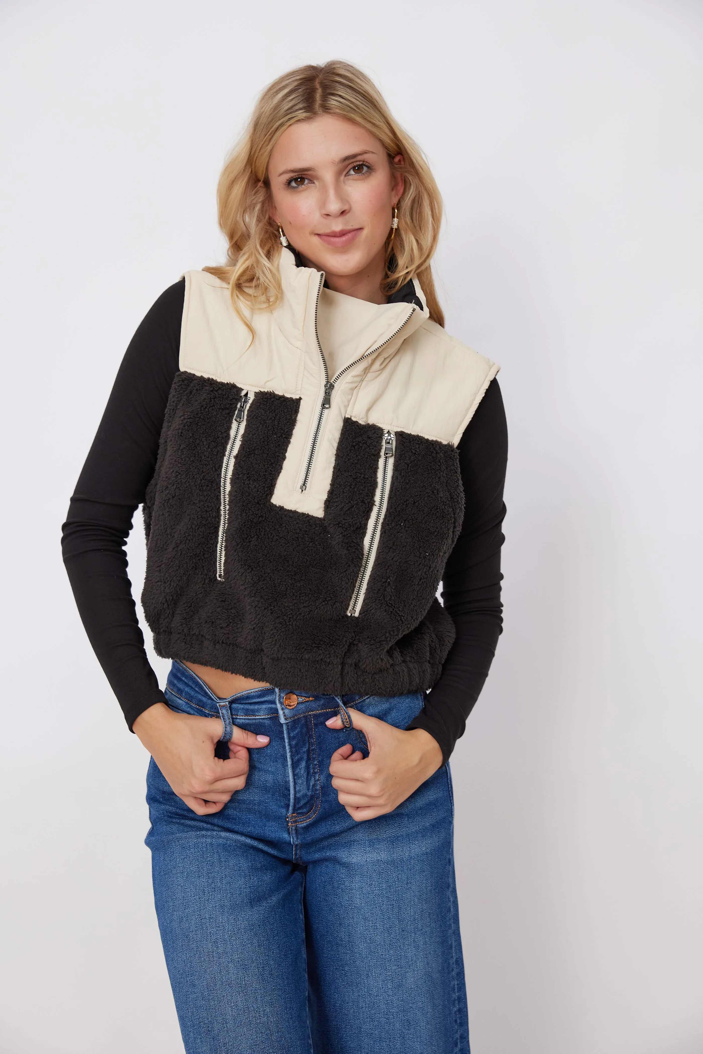 SALE - Burgess Half Zip Sherpa Vest