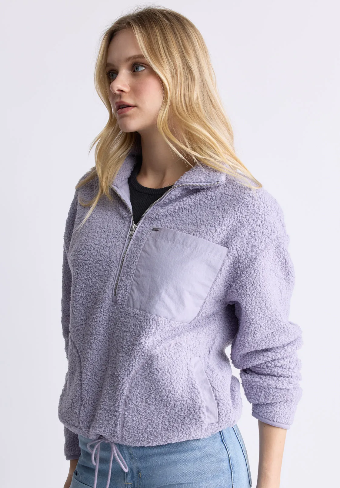 Sena Women's Sherpa Jacket with Chest Pocket, Thistle Purple - JK0036F