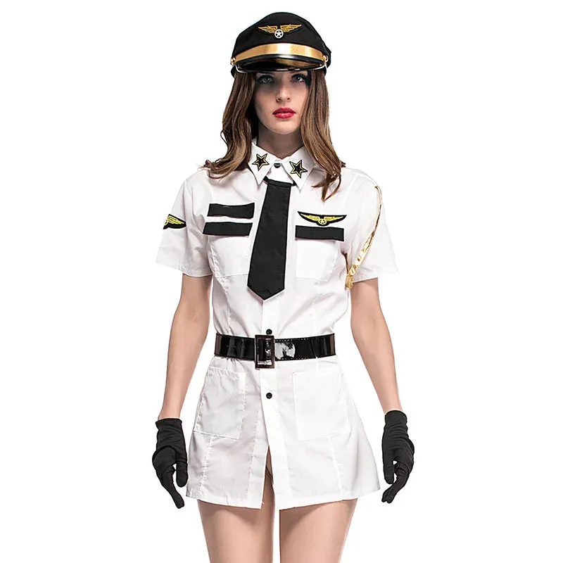 Sexy Halloween Pilot Captain Nightclub Female Cosplay Show Dance Cop Outfit