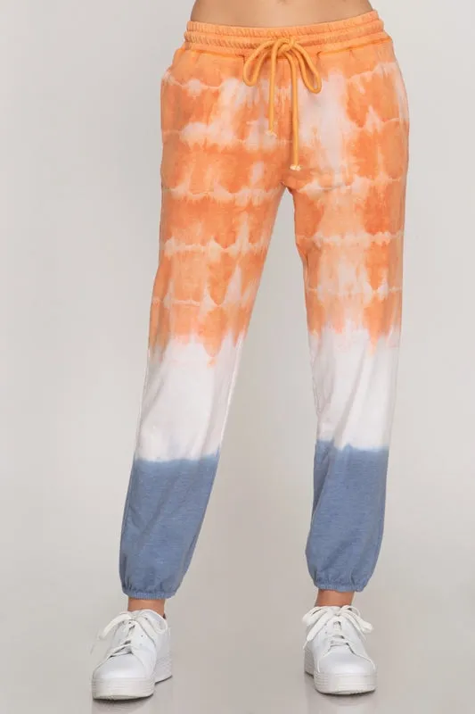 She   Sky Tie Dye Lounge Sweatpants - Orange/Blue