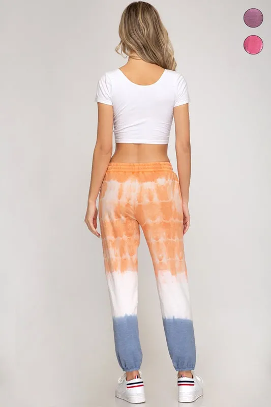 She   Sky Tie Dye Lounge Sweatpants - Orange/Blue