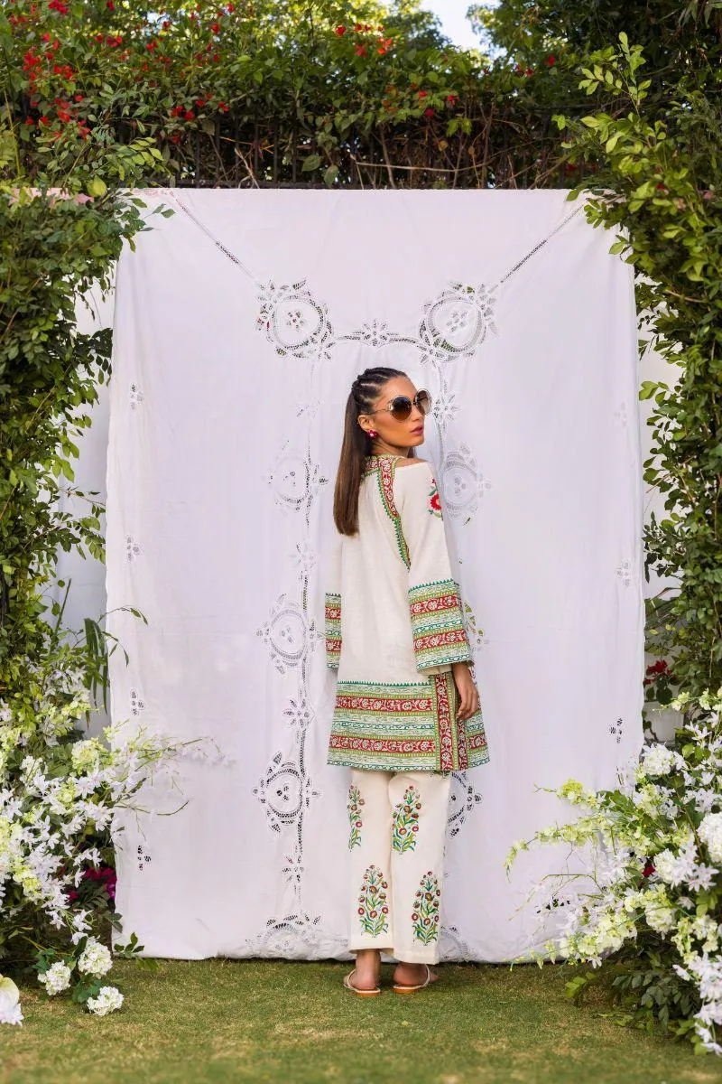 Shehrnaz - SHK-1259 - talaiah - Off-white - Cotton karandi - 2 Piece