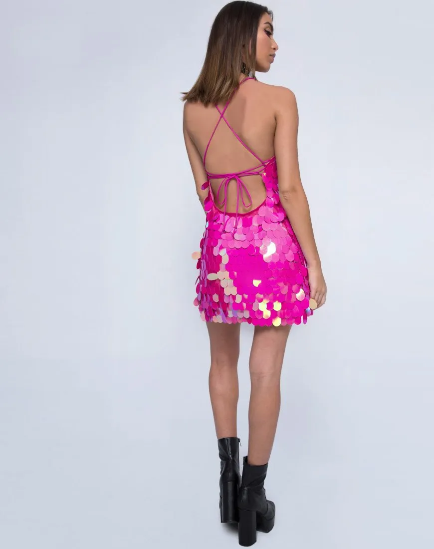 Shine Dress in Tear Drop Sequin Fuschia Shine