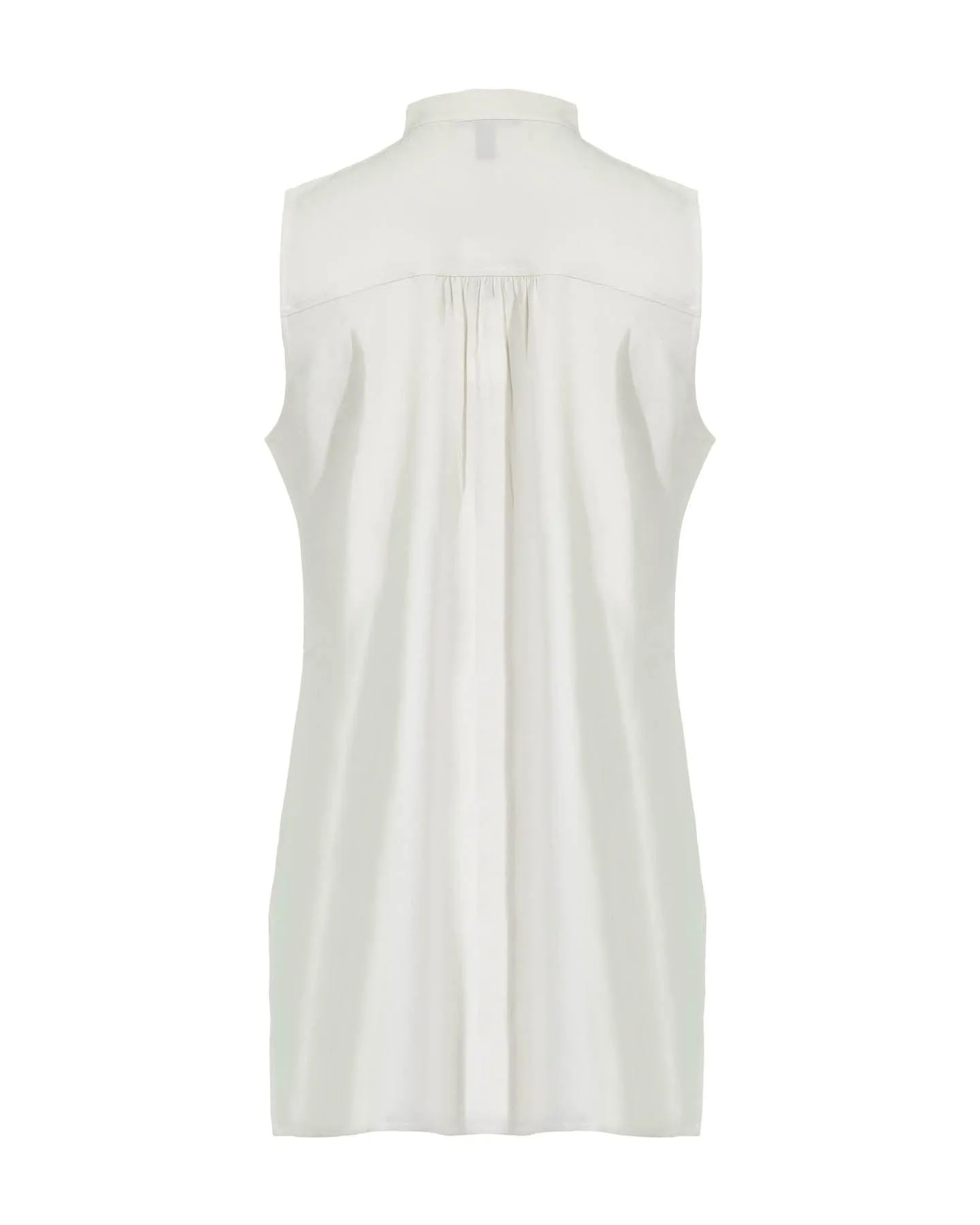 Silk Mandarin Collar Sleeveless Shirt