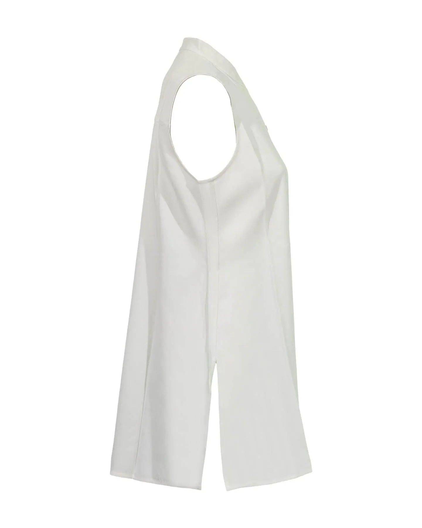 Silk Mandarin Collar Sleeveless Shirt