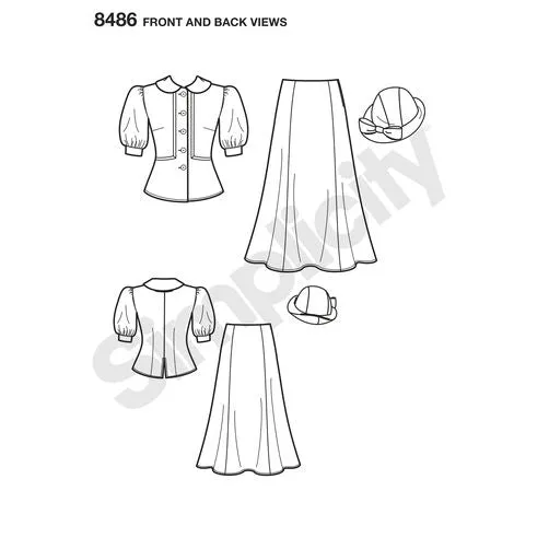 Simplicity 8486 1930s Snow White Dress and Hat Paper Sewing Pattern