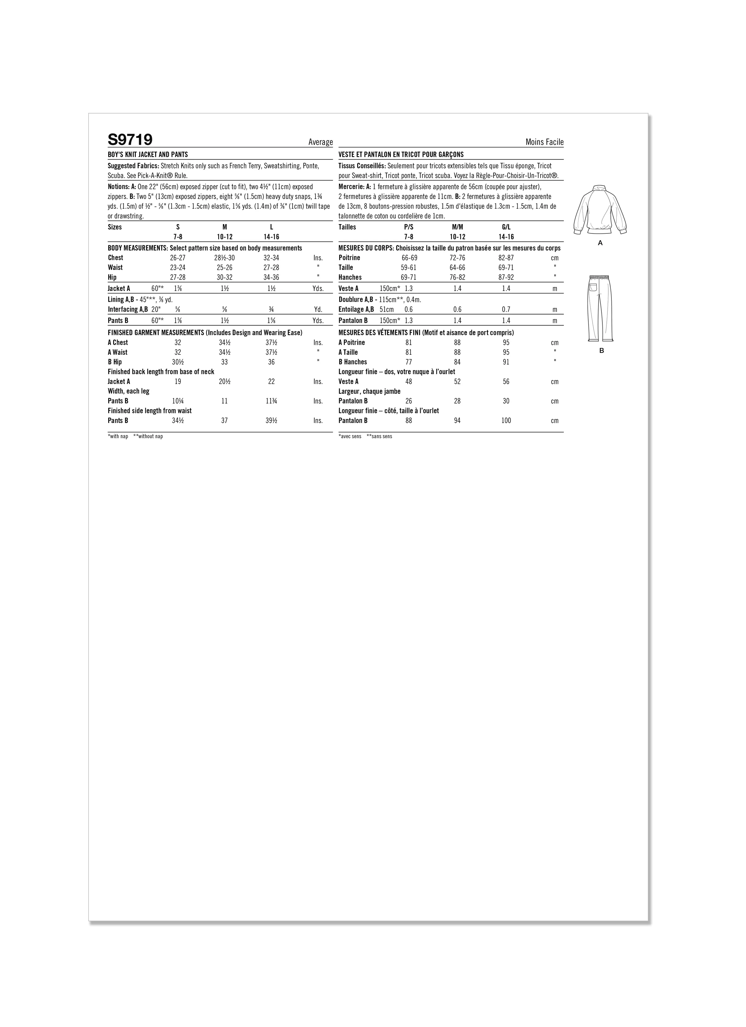 Simplicity Pattern S9719 Girl/Boy Sportswear