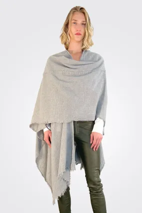 Stitch Detailed Poncho - Heather Grey