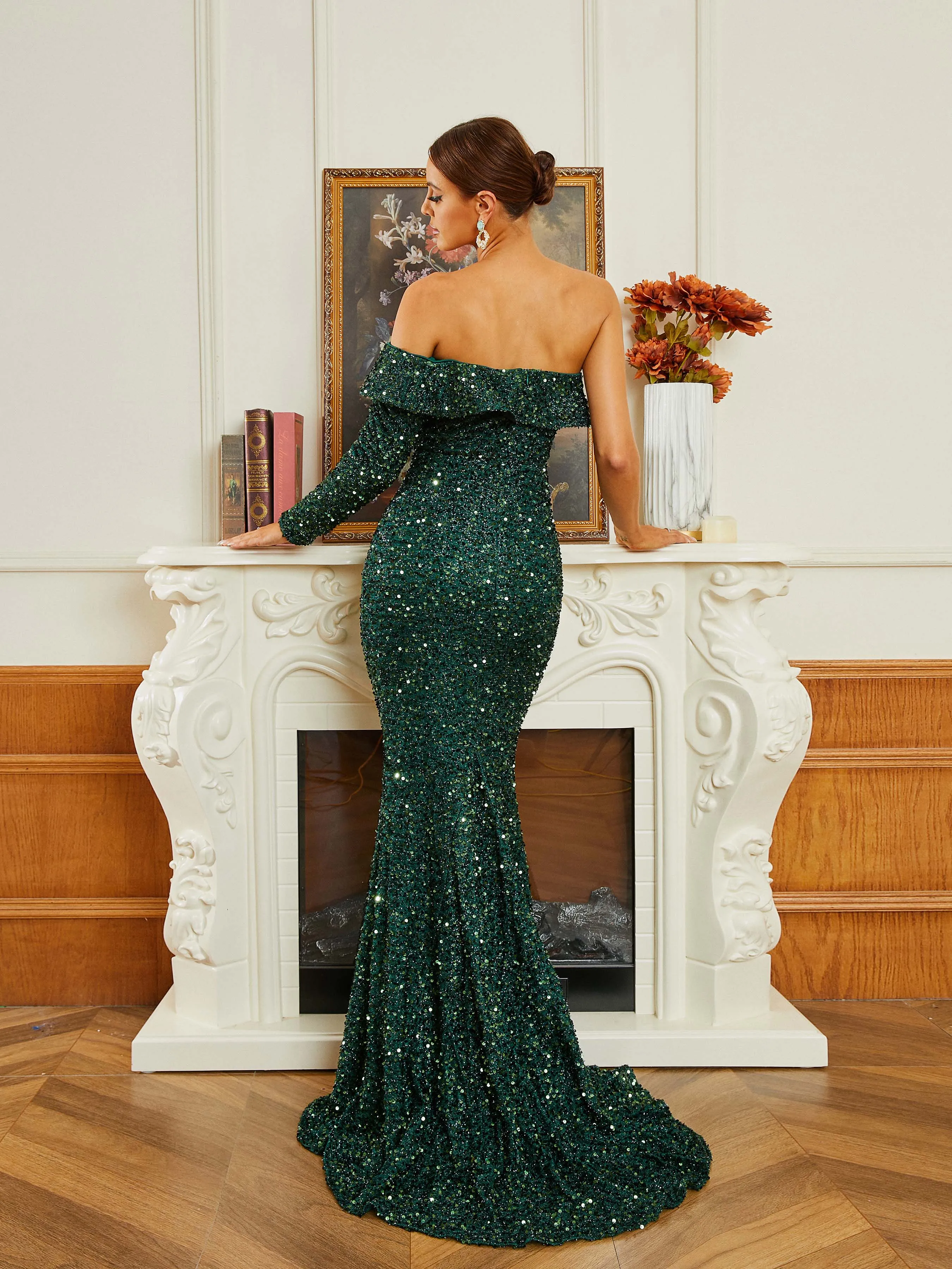 Strapless Backless Mermaid Off Shoulder Evening Dress RH30655