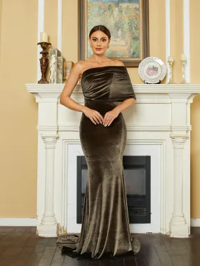 Strapless Backless Mermaid Off Shoulder Pleated Evening Dress RM20104