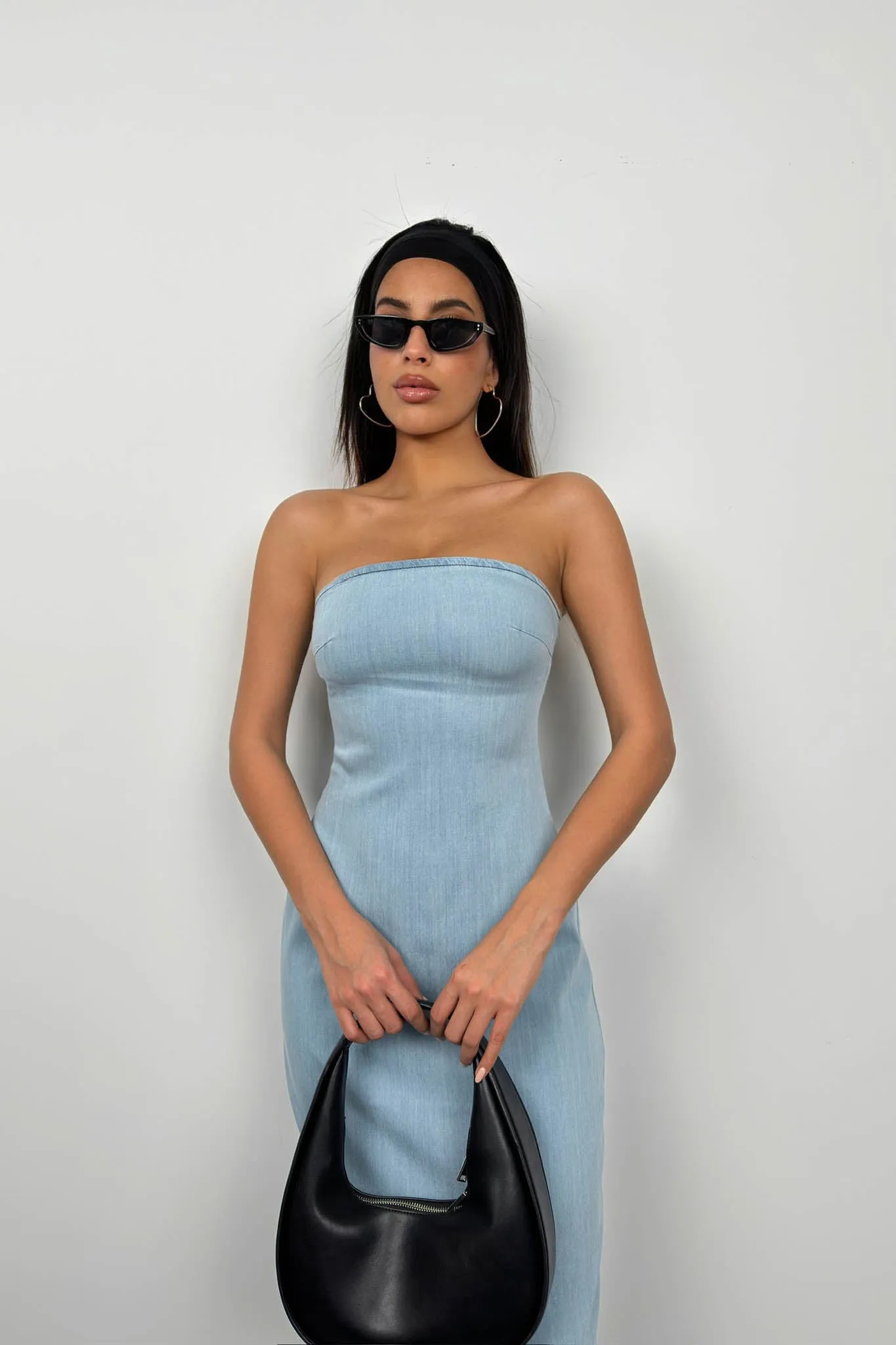 Strapless Denim Maxi Dress