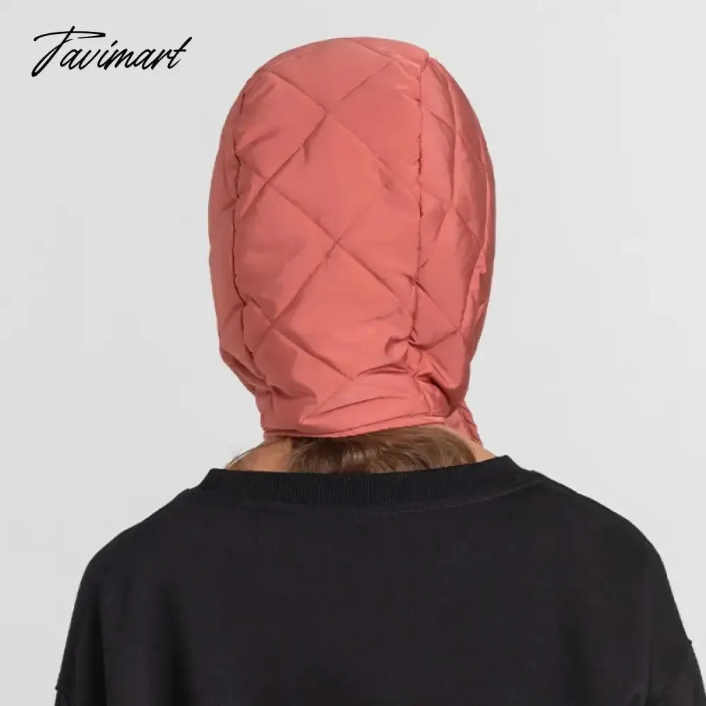 Tavimart Winter Warm Hats Balaclava For Women Men Fashion Design Quilted Headscarf Puffer Scarf Lightweight Portable Windproof Scarf Hat