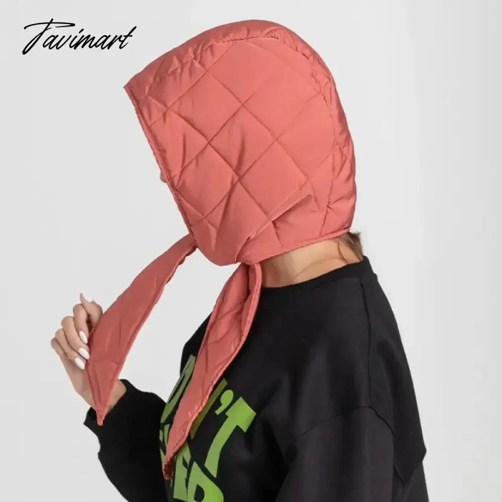 Tavimart Winter Warm Hats Balaclava For Women Men Fashion Design Quilted Headscarf Puffer Scarf Lightweight Portable Windproof Scarf Hat