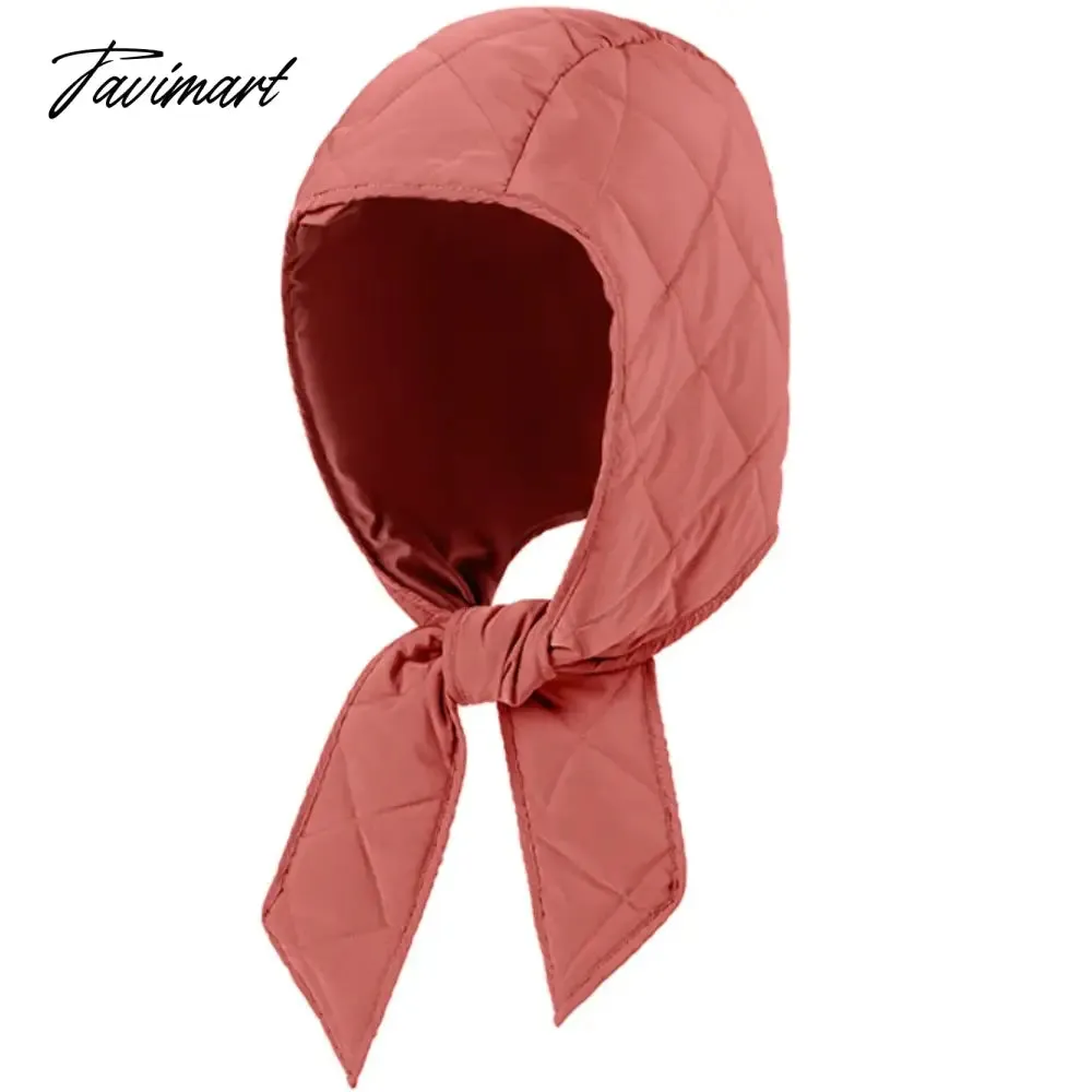 Tavimart Winter Warm Hats Balaclava For Women Men Fashion Design Quilted Headscarf Puffer Scarf Lightweight Portable Windproof Scarf Hat