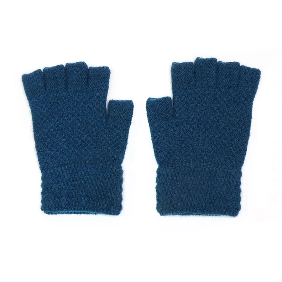 Teal Ladies Fingerless Knitted Gloves