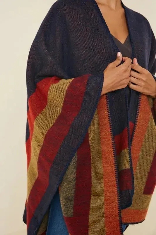 The Isla Color Block Wrap-Poncho