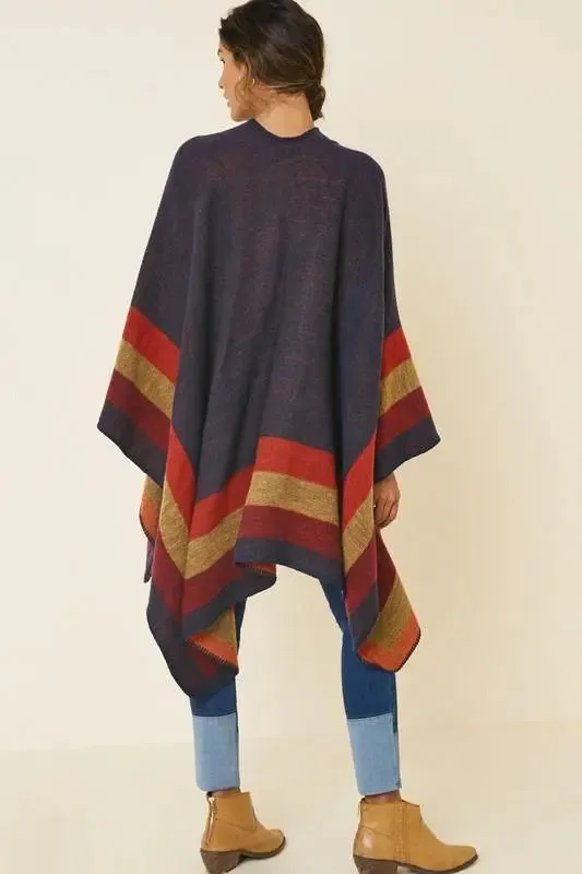 The Isla Color Block Wrap-Poncho