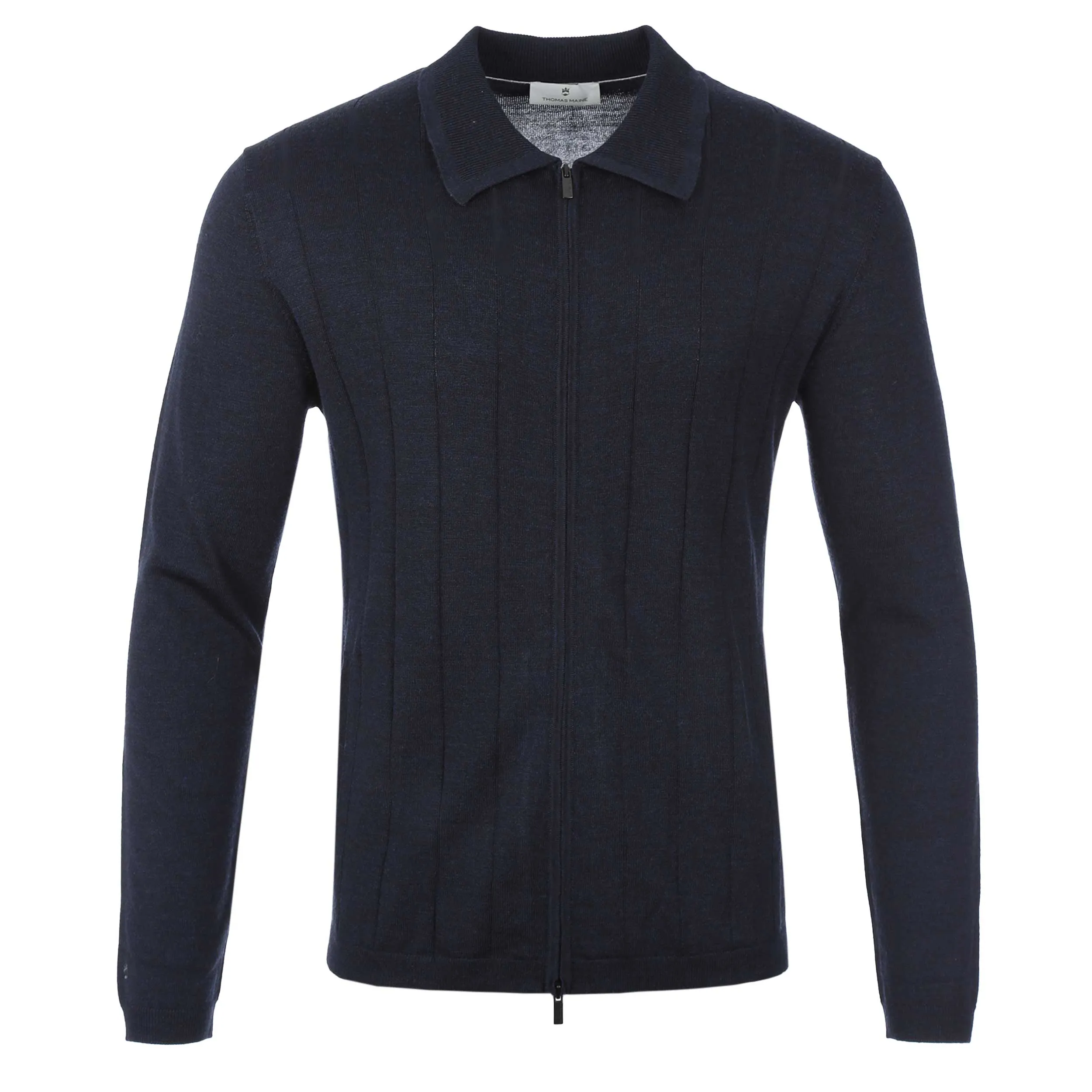 Thomas Maine Zip Thru Cardigan in Navy