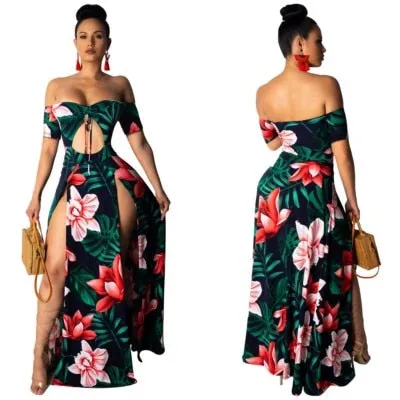 Trendy Long Flower Bohemian Maxi Summer Hollow Out Sundress