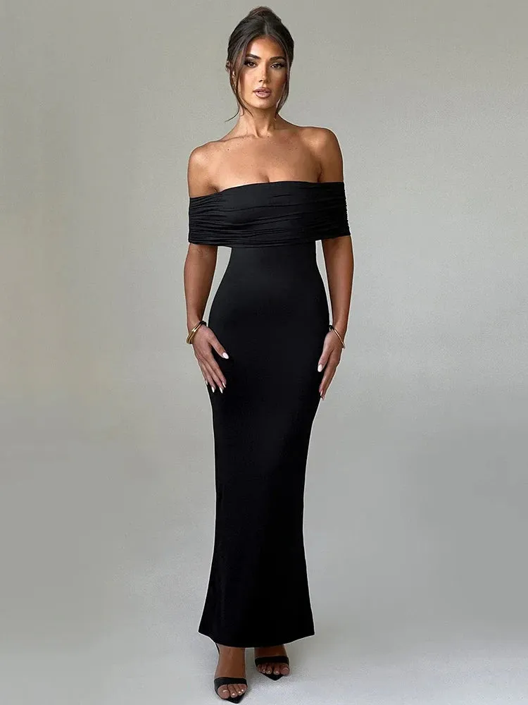 Trendy Strapless Backless  Off-shoulder Maxi Dress