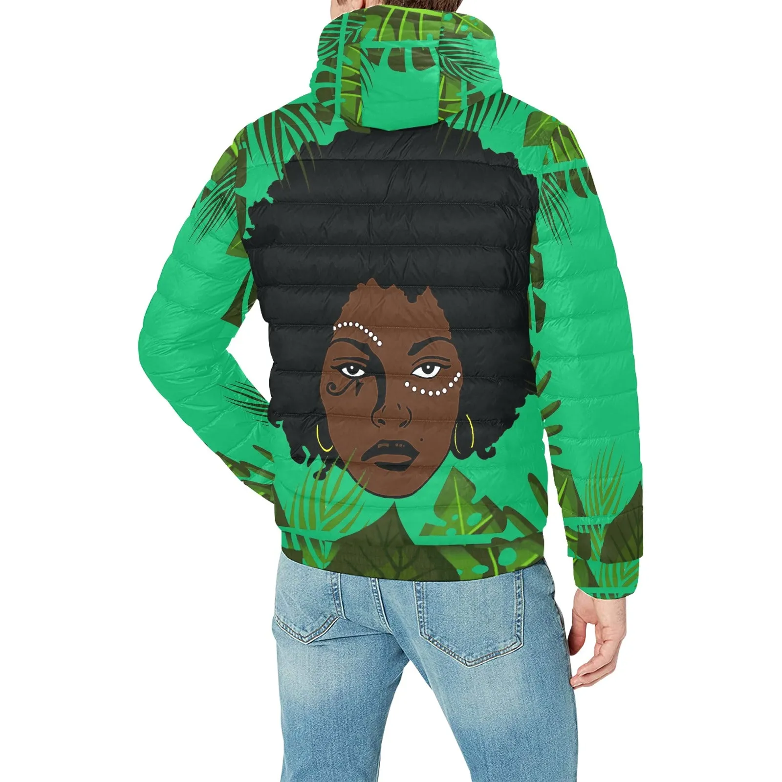 TROPICAL KWEEN FOREST Men's Padded Hooded Jacket