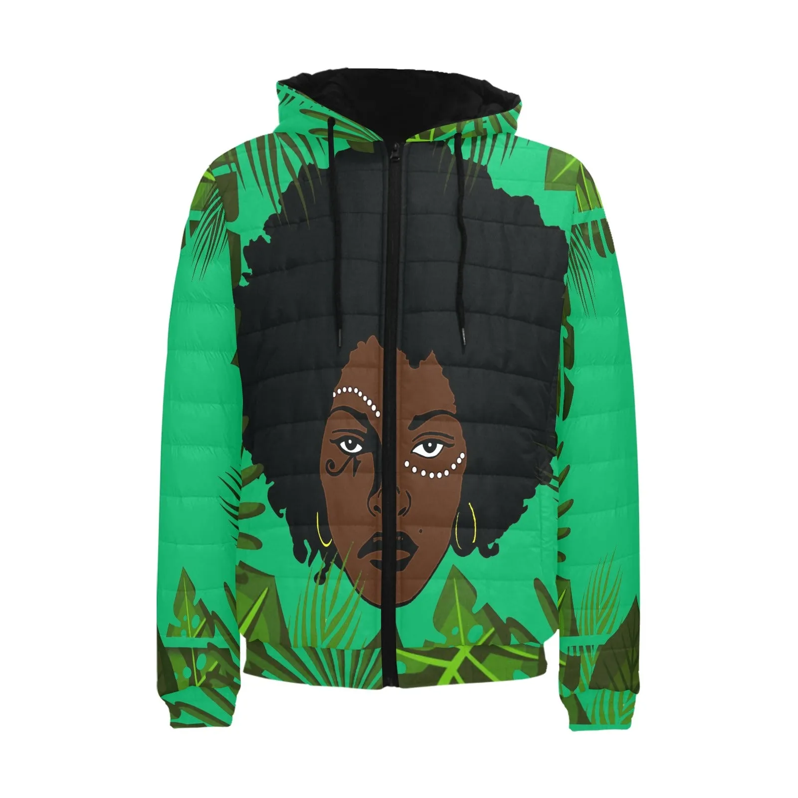 TROPICAL KWEEN FOREST Men's Padded Hooded Jacket