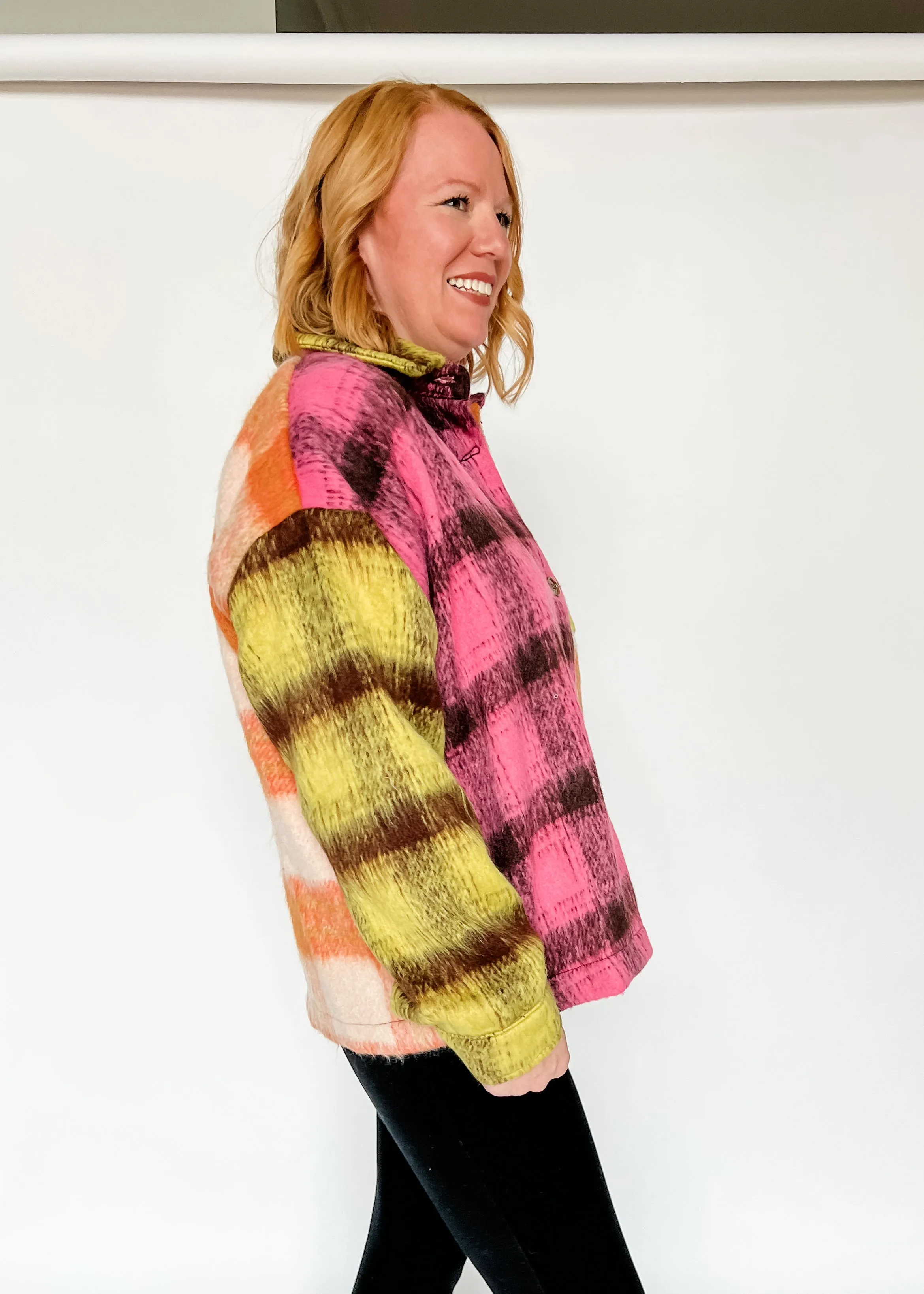 Trust In Me Color Block Plaid Jacket