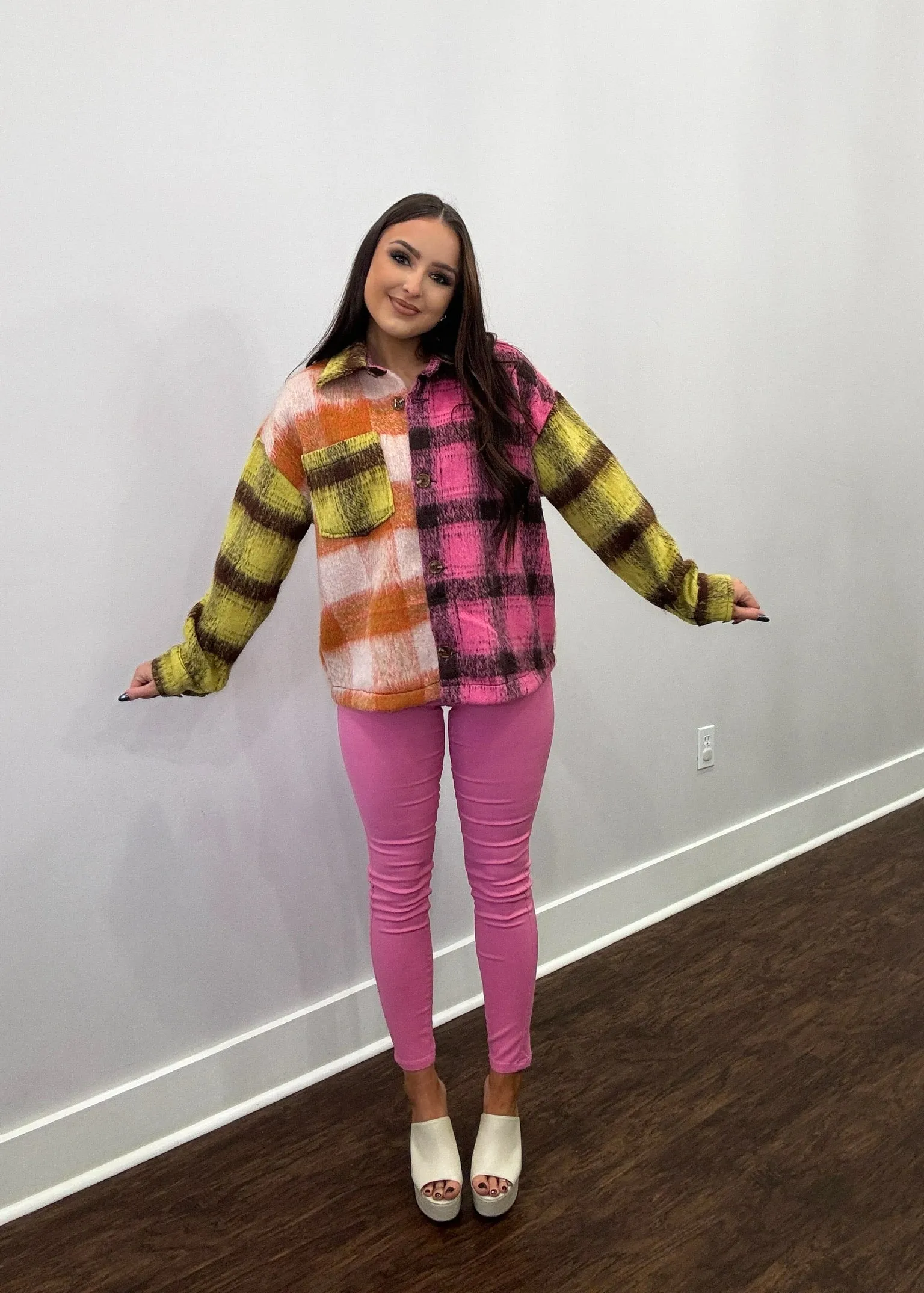 Trust In Me Color Block Plaid Jacket