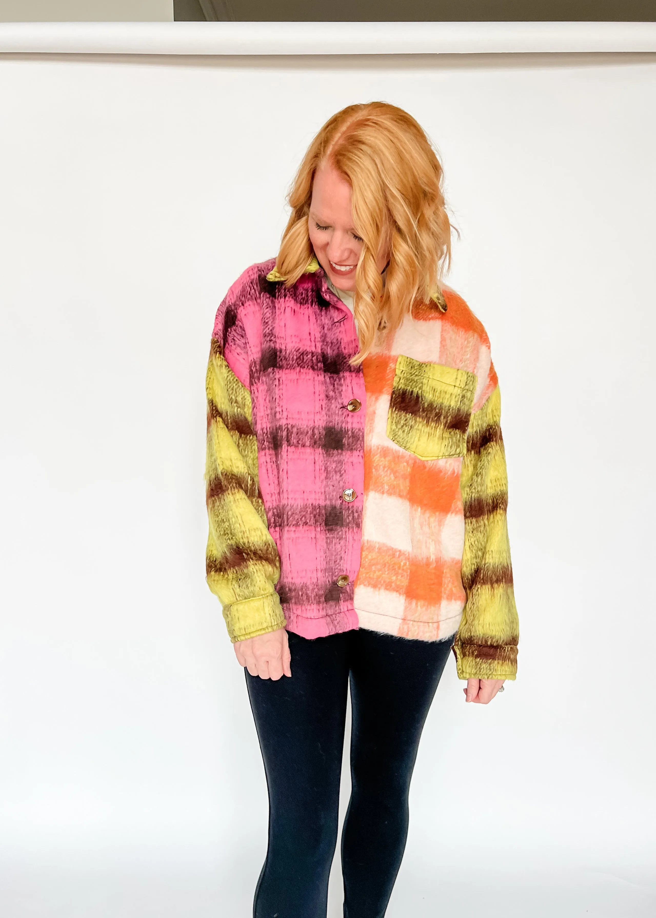 Trust In Me Color Block Plaid Jacket