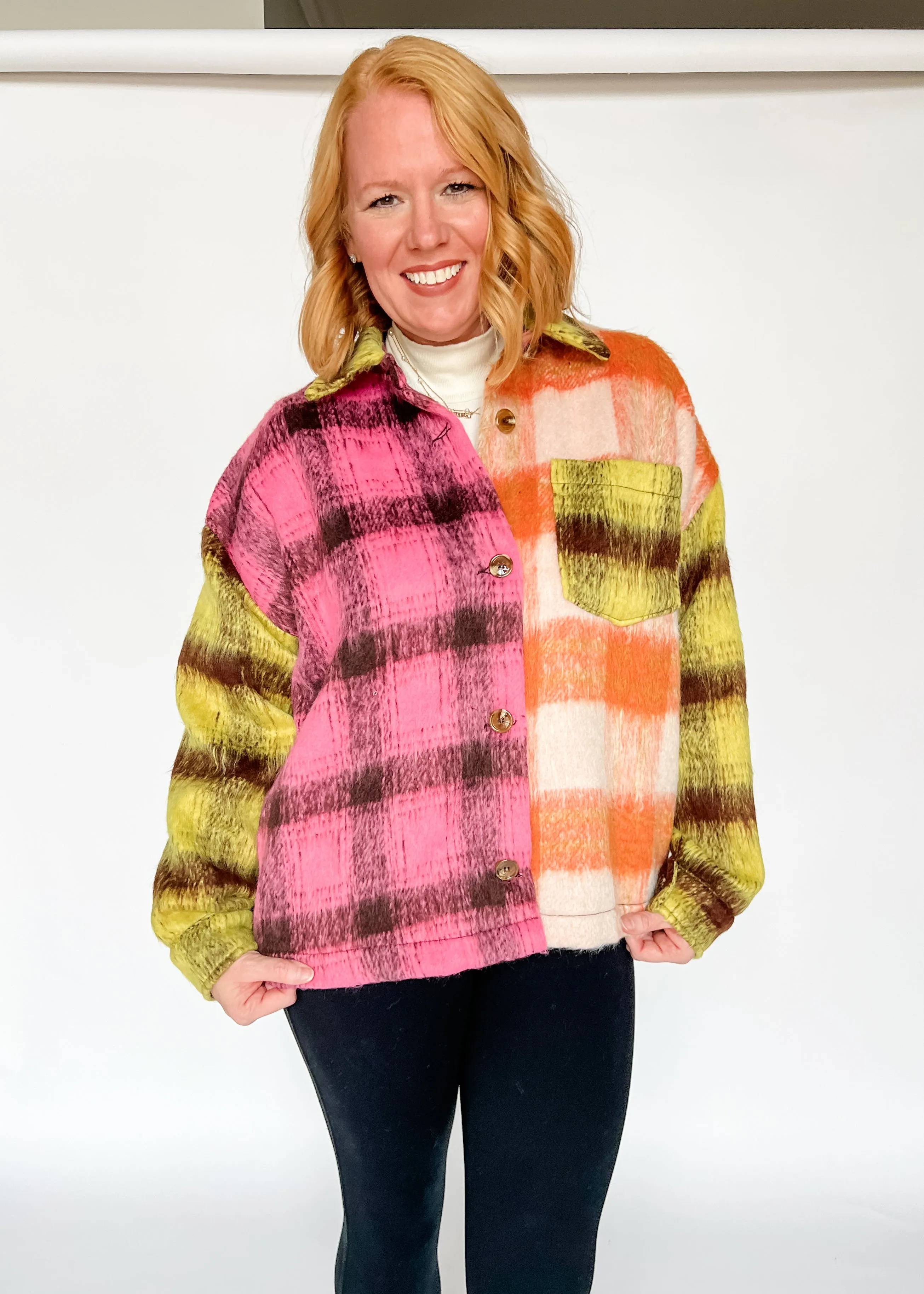 Trust In Me Color Block Plaid Jacket