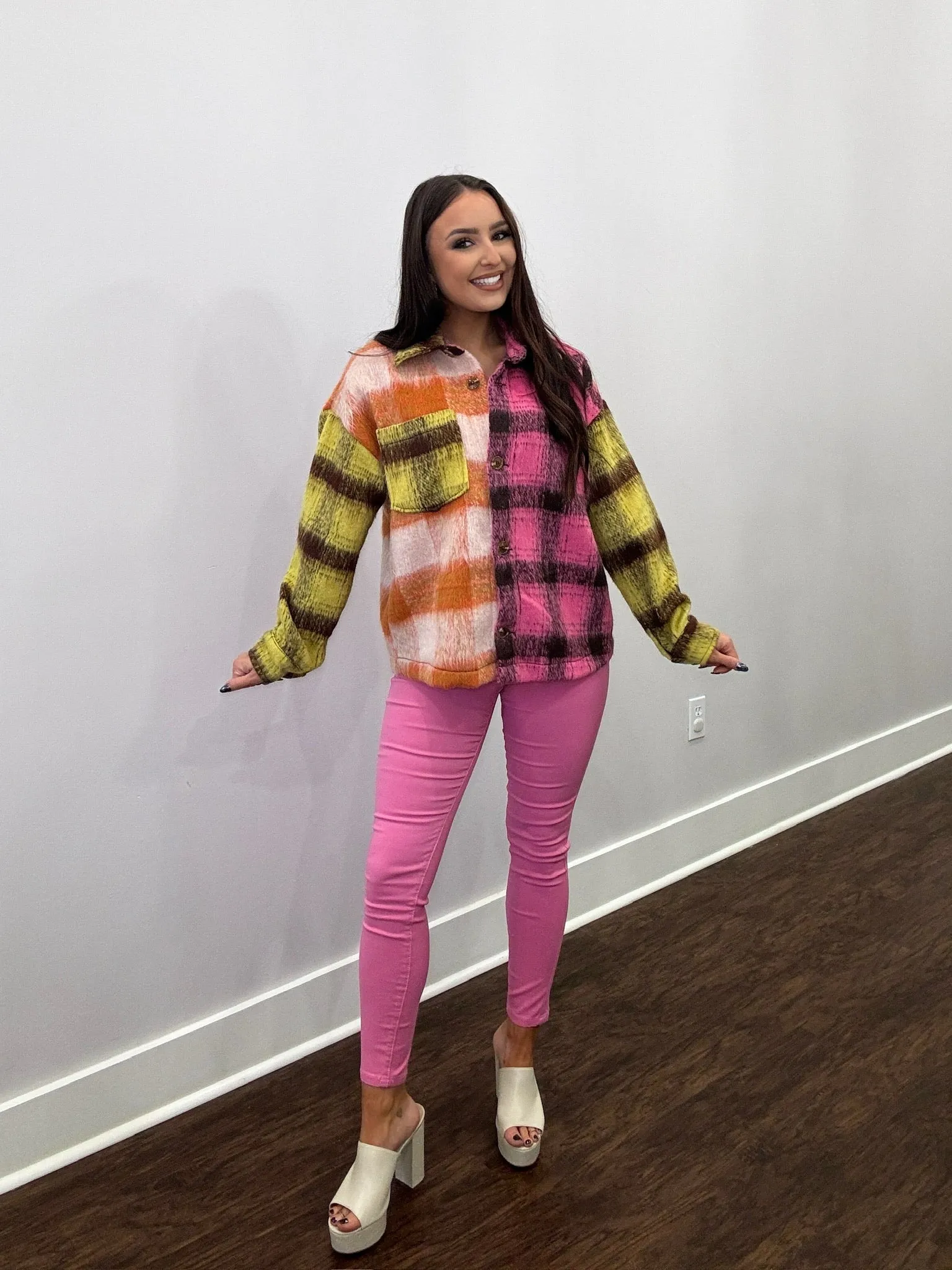 Trust In Me Color Block Plaid Jacket