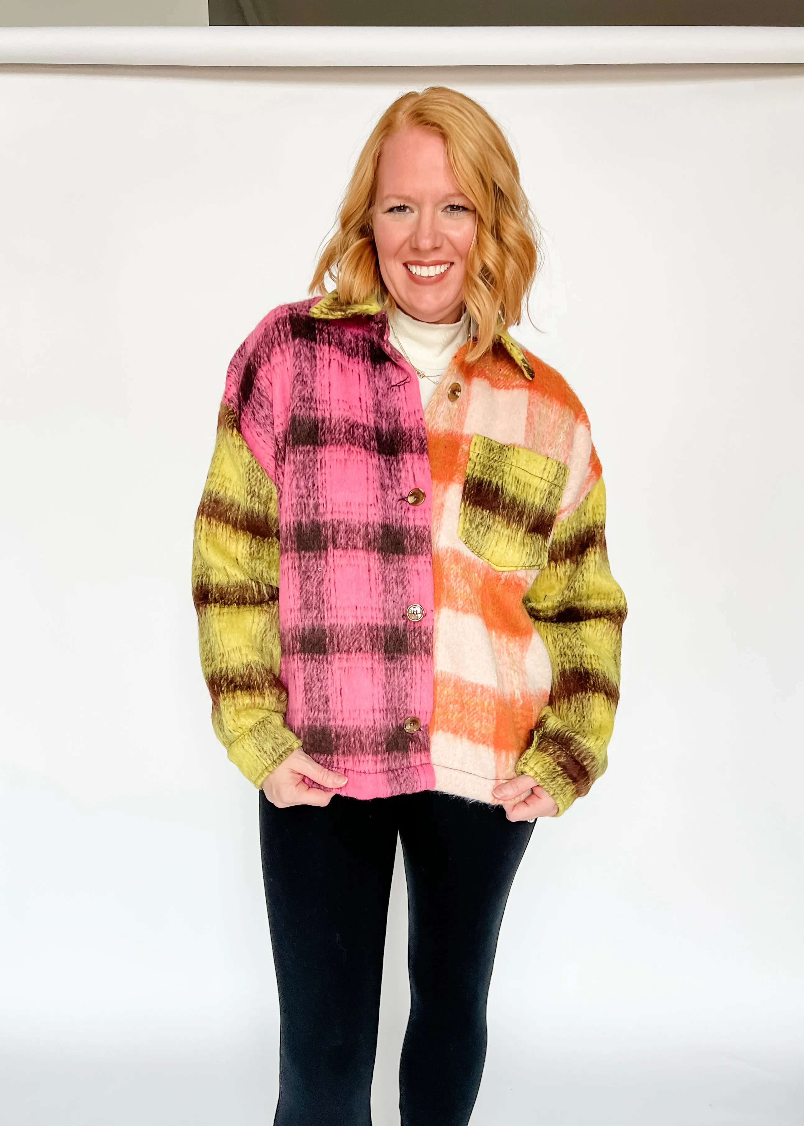 Trust In Me Color Block Plaid Jacket