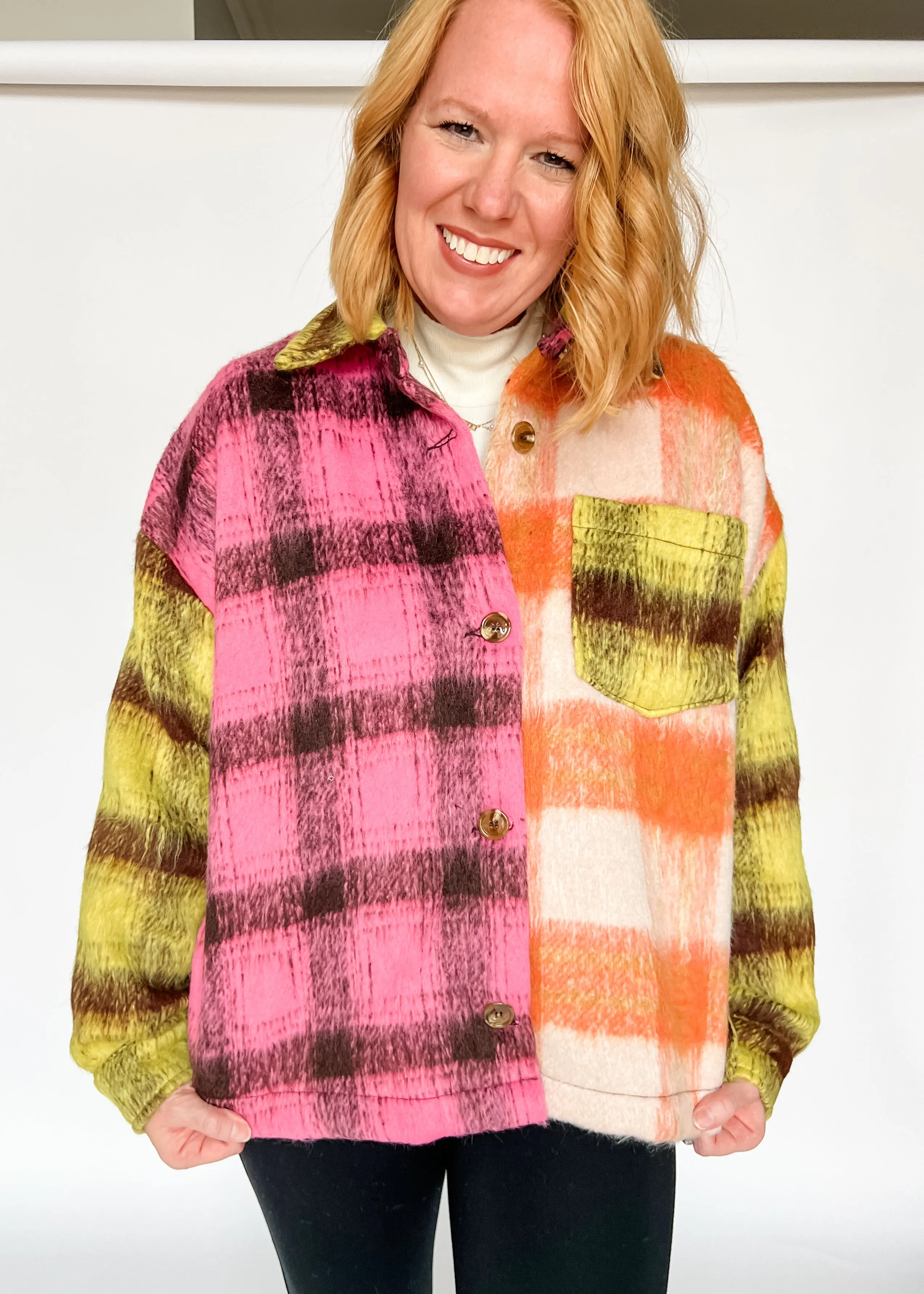 Trust In Me Color Block Plaid Jacket