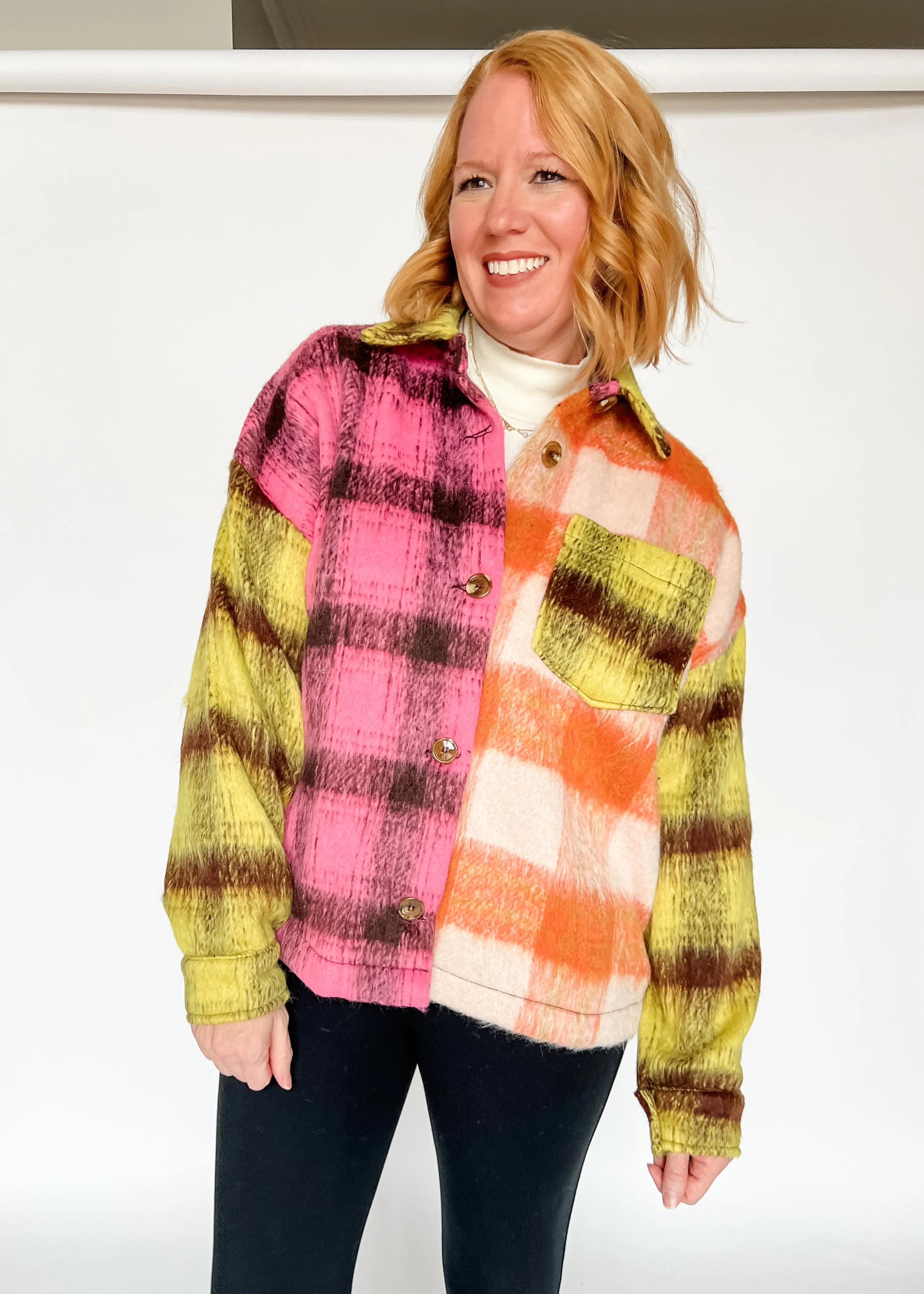 Trust In Me Color Block Plaid Jacket