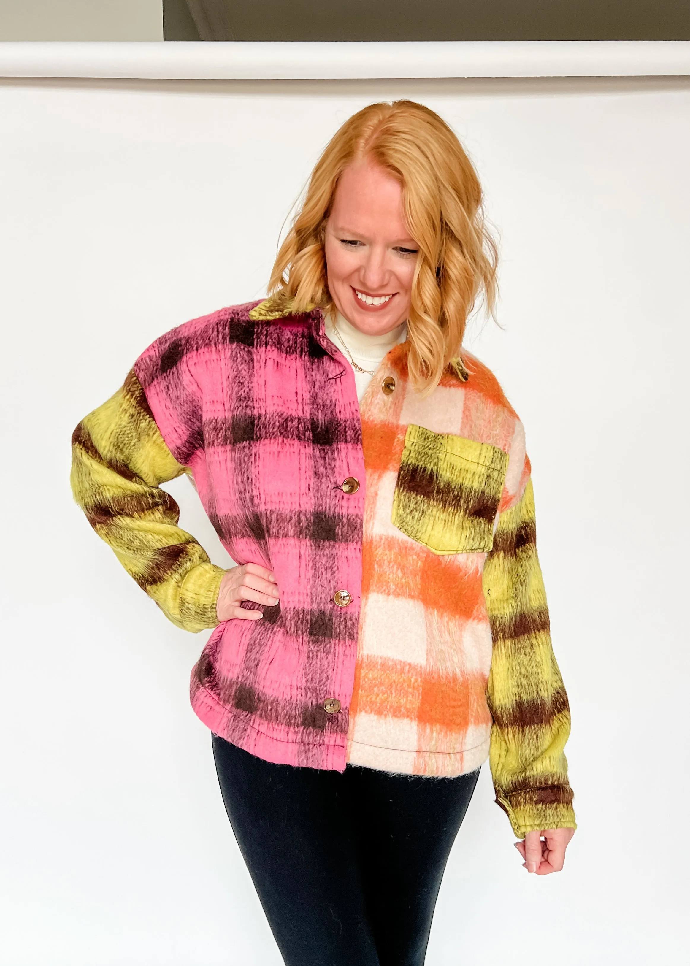 Trust In Me Color Block Plaid Jacket